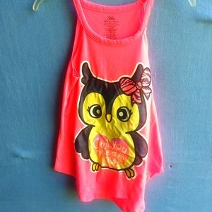 Justice Girls Size 14 Pink Owl Tank Top